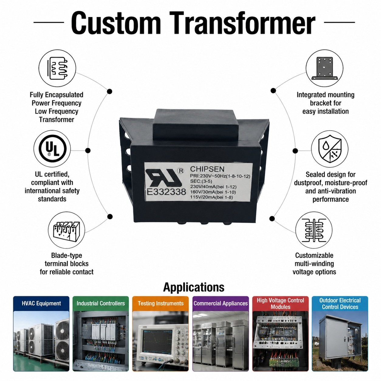 Security Panel Sealed Transformer EI57 36VA 120V to 24V 60Hz Control