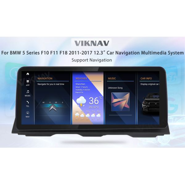 BMW 5 Series F10 F11 F18 2011-2012 Double Din Android Auto Head Unit Screen CIC System