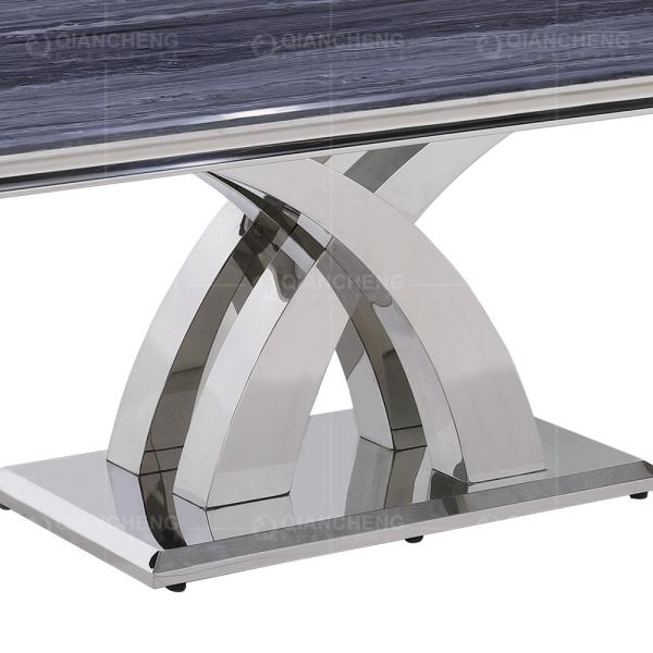 Pé transversal de aço BRITÂNICO do estilo 0.57cbm Grey Marble Dining Table Stainless