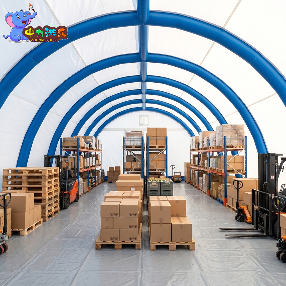 Custom Giant Inflatable Tent Air Beam Warehouse Shelter for Temporary Storage, Logistics, Pallet Racking, Equipment Protection and Industrial Projects