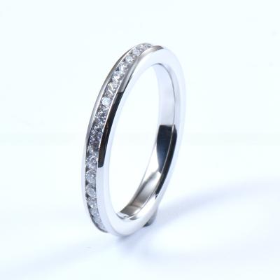 Women'S Titanium Wedding Band 4mm With Cubic Zircon Inlay Third Party Appraisal Certification