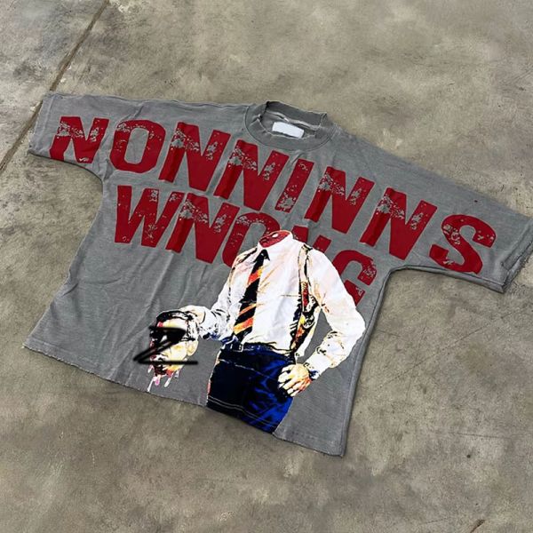 Fabricante de prendas de vestir OEM ropa callejera personalizada 100% algodón 250gm camiseta cortada en caja pantalla Dtg impresión gráfica camiseta masculina