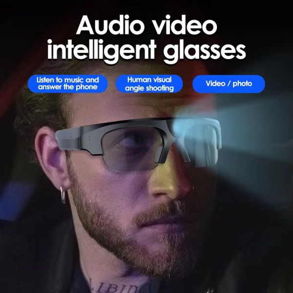 3D Sport Sunglasses With Shutter 2K HD Smart Glasses Bluetooth 5.0 And Open Ear Speaker