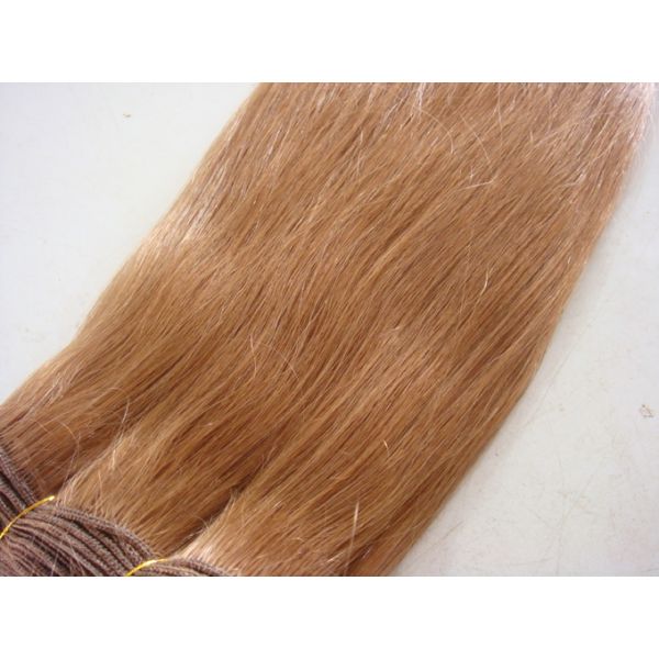 Heat Resistant Reusable Hair Extensions Human Hair Blonde Customized