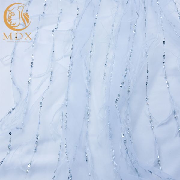 Чудесным вышитая пером длина Sequins 91.44cm ткани шнурка сетки сияющая