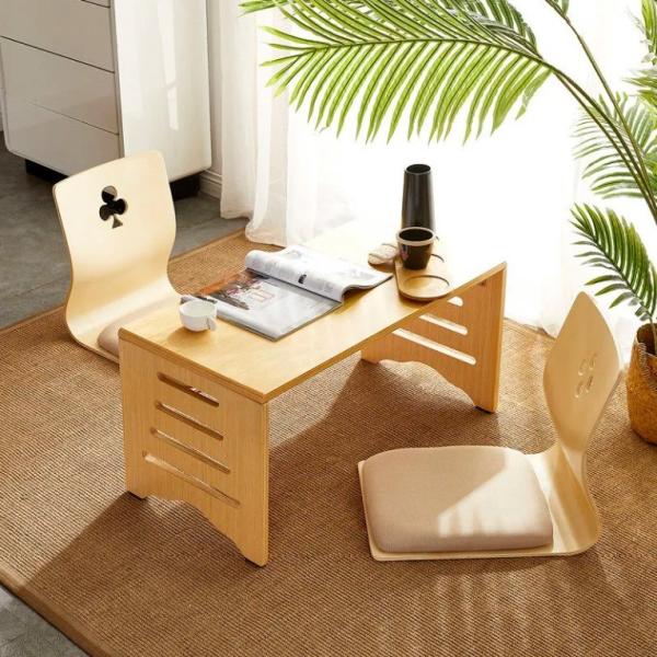 Japanese Style Comfortable Wooden Stackable Tatami Chair Leisure Chair No Legs Stackable Tatami Accent Wooden Japanese