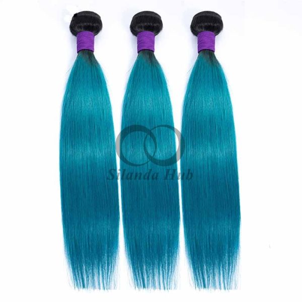 #T1B/Blue Straight Remy Human Hair Bundles Sew In Weave Bundles Brazilian Bundle Deals