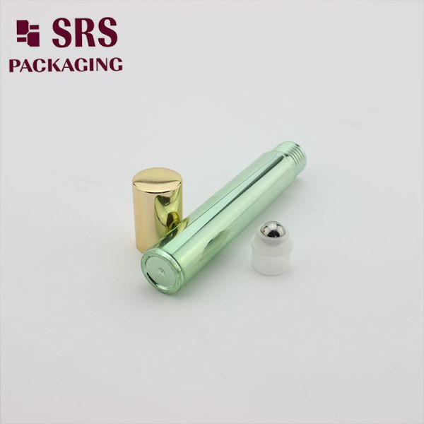 SRS Empty Roll On Bottle Metalized Green Color 15ml For Perfume