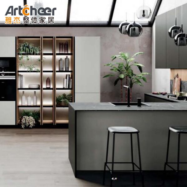 Italian Style Lacquer Finish L Shape Kitchen Cabinet with 3 Years Warranty