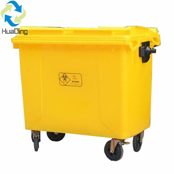 Outdoor Street Garbage Collection 660L Plastic Dust Bin with Locking Lids and Wheels