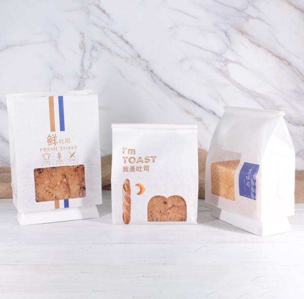 OEM White Gravure Custom Printed Bakery Bags With Window Transparent