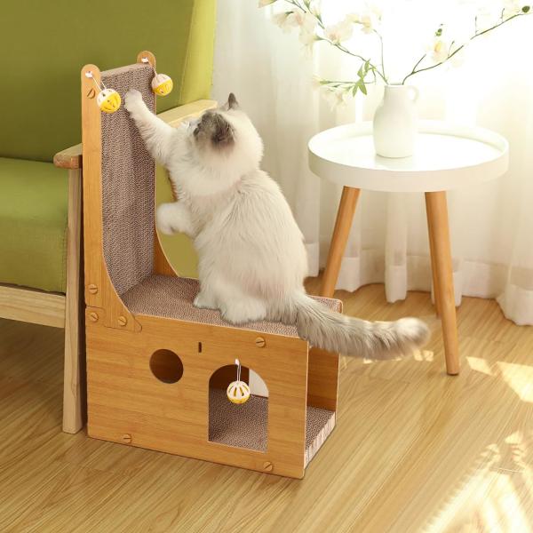 Chair Cat Nest More Than One Cat Scratcher, Cat Scratching Board, L Shaped Vertical Cat Scratcher for Wall and Couch Protection