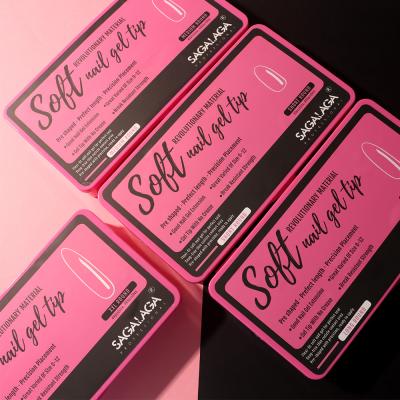 Long French Coffin Soft Gel X Nail Extension Tips Clear Full Cover Coffin Shape Nail Tips Box 500pc PVC Box Carton Box