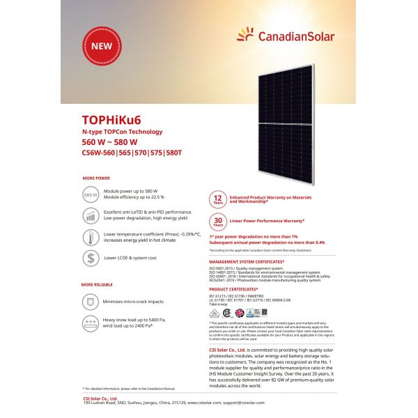 неполной вырубки панели солнечных батарей 570W 575W 560W 565W панель солнечных батарей канадской Monocrystalline