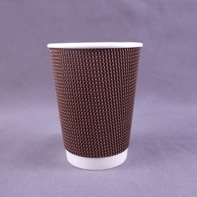 Double Corrugated 12 Oz Paper Coffee Cup Flexo Printing Ripple Wall
