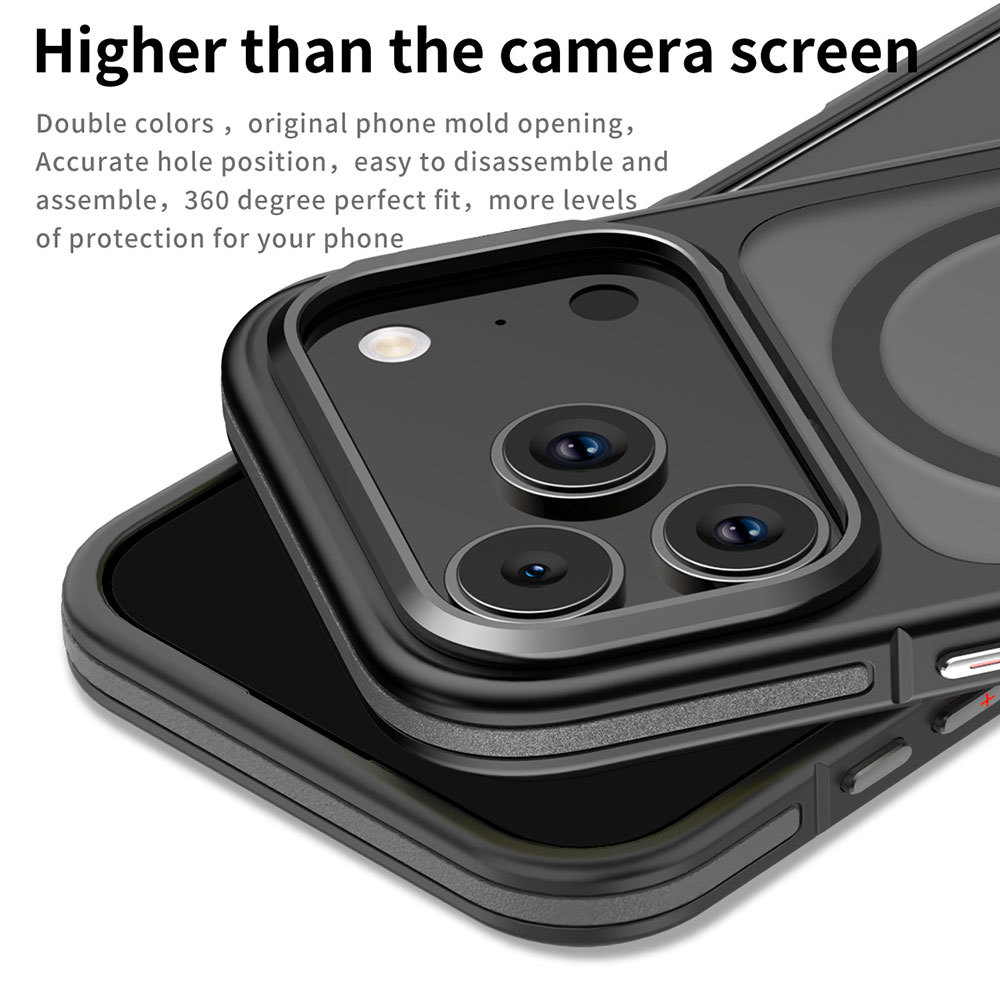 Laudtec Magnetic Case for iPhone 17 Pro Max Luxury Double Color Skin Feeling Matte Cover Shockproof Metal Lens Protection Shell