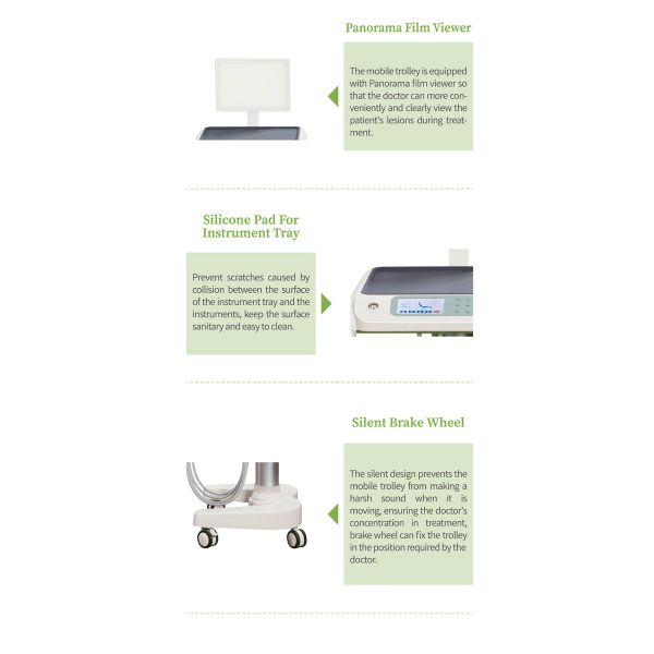 Cast Aluminum Backrest Stomatology Equipment Mobile Dental Cart Unit