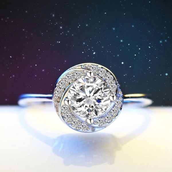 Sterling Silver Clear Cubic Zirconia Ring for Women Wedding Jewelry (RE117)