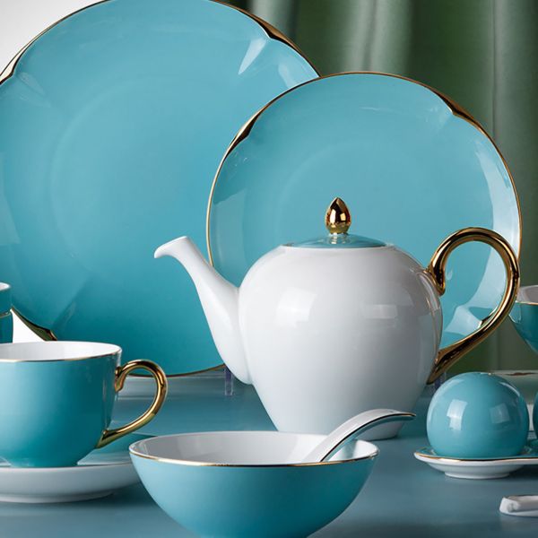 Голубая кость Китай Посуда для ужина Порцелановый набор для ужина Гостиничная коллекция Кость Китай