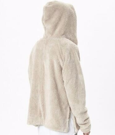 Grey Colo Mens Sherpa Lined Coat , Oversized Sherpa Hoodie Side Slit Cardigan