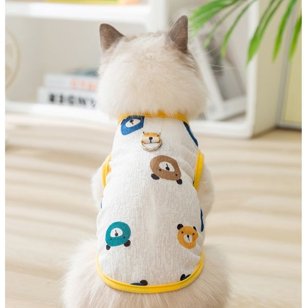 Vintage Print Waterproof Pet Coat Adjustable Size Cat Clothes Breathable Fabric