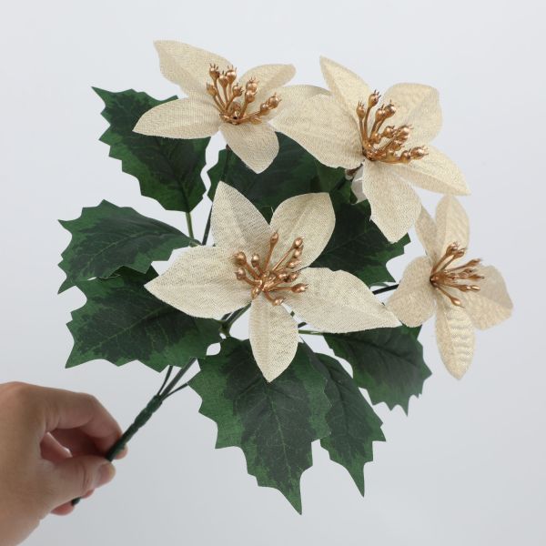 Simulation transfrontalière de poinsettia Décoration de Noël, cadeaux de mariage, faux bouquets de fleurs, ornements de bricolage, fleurs simulées