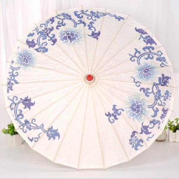 Ancient Chinese Style Oiled Paper Umbrella 42cm Radius 60cm Length Wooden Gourd Top