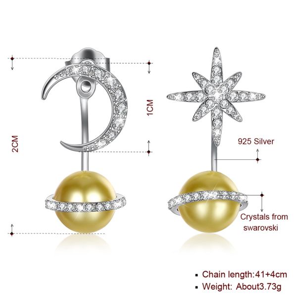 звезда 3.73g 14.11mm и серьги подарка 925 Kwanzaa стержней серег луны серебряные