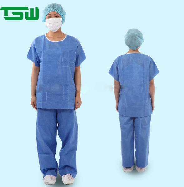 Blue SMS  70gsm Disposable Scrub Shirts And Pants
