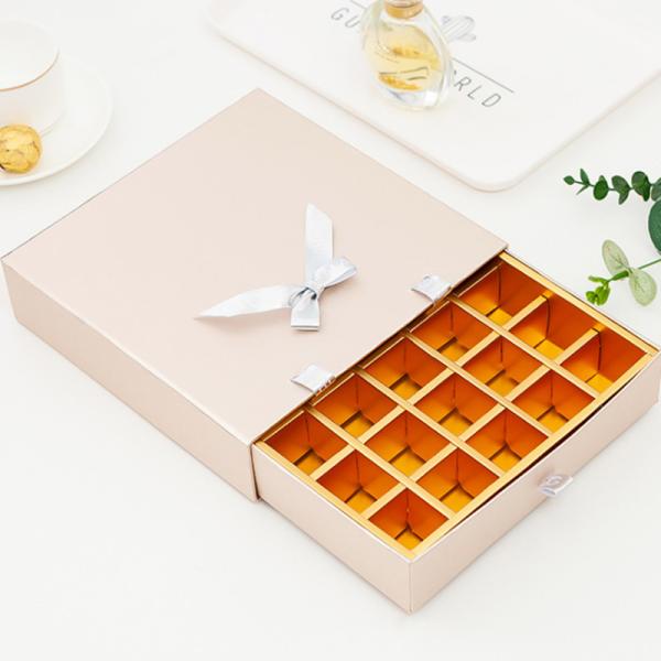 Modern Personalised Truffle Chocolate Gift Box Paperboard Sliding Drawer CMYK Printing