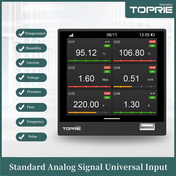 Embedded Panel Data Acquisition System Smart K Type 1-12 Channel Paperless Temperature Recorder