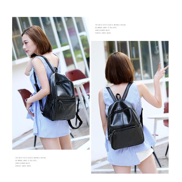 New Travel Backpack Korean Women Backpack Leisure Student Schoolbag Soft PU Leather Women Bag