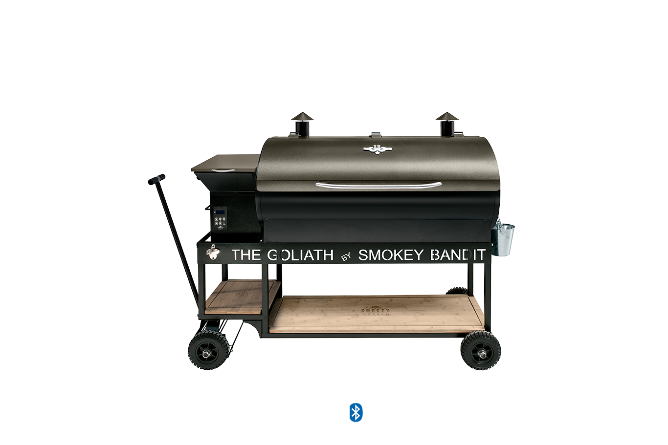 Large Black  Wood Pellet Barbecue Grills Steel Structure Restaurant Outdoor Use