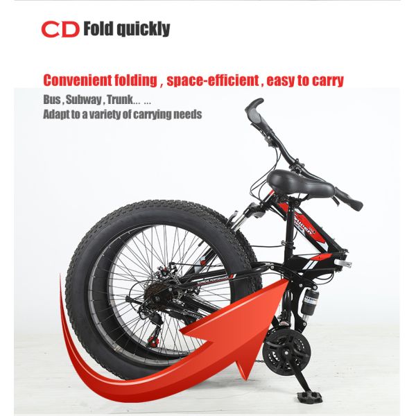 Vélo de montagne pliable à pneus de 26 pouces personnalisable avec levier de changement en alliage d'aluminium et fourchette en acier au carbone