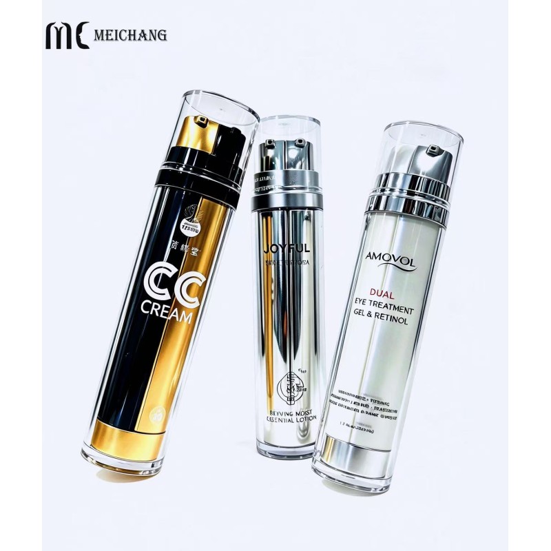 12.5+12.5ml / 15+15ml / 25+25ml Dual Wall Dual Chamber Double Pump Serum Bottle 0.25ml Fixed Dosage for Day & Night Skincare Packaging (Retinol & Vitamin C)(MC-1605)