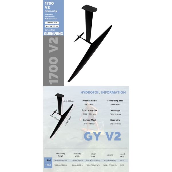 High Mod Carbon Efoil Board Beginners Hydrofoil Wing Waterplay Surfing 1500MM 1700MM