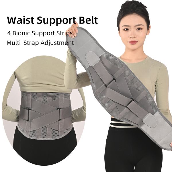 Adjustable Breathable Waist Support Belt With 4 Bionic Lumbar Support Strips
