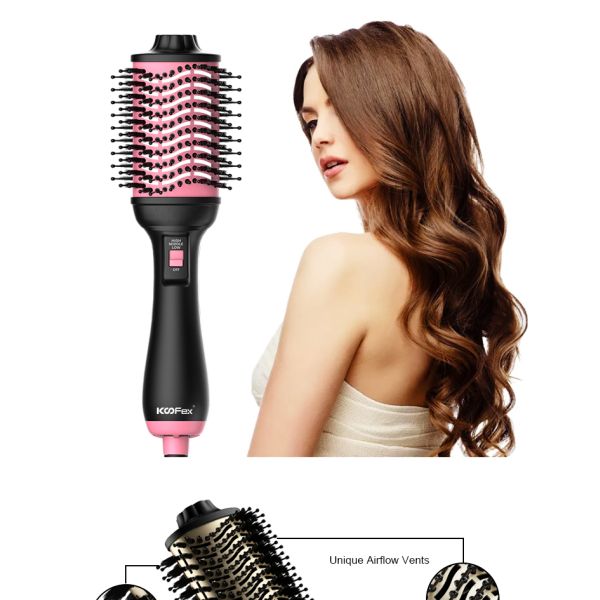 4 In 1 Multi Functional Hot Air Dryer Comb Brush Hair Curler Tourmaline Ceramic
