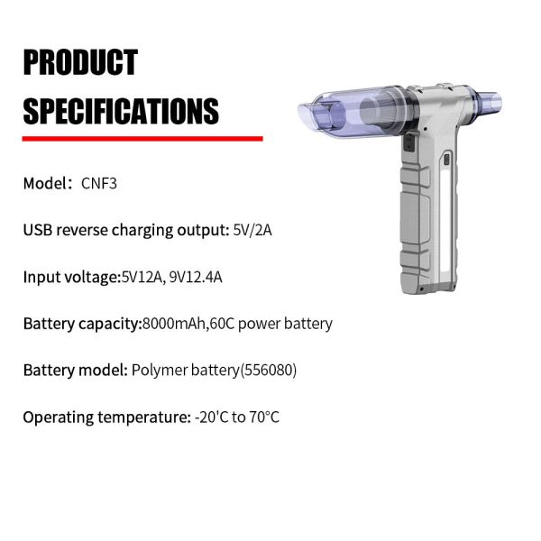 Multi Function Portable Tire Inflator Car Vacuum Power Bank Battery Booster 8000mAh Jump Starter With Vacuum Cleaner
