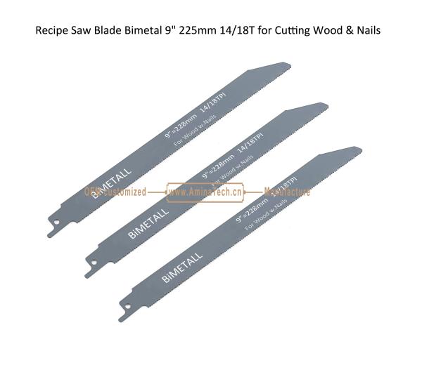 Recip Saw Blade Bimetal M42 8% cobalt Demolition for Cutting Wood & Nails  9 225mm 14/18T,Power Tools