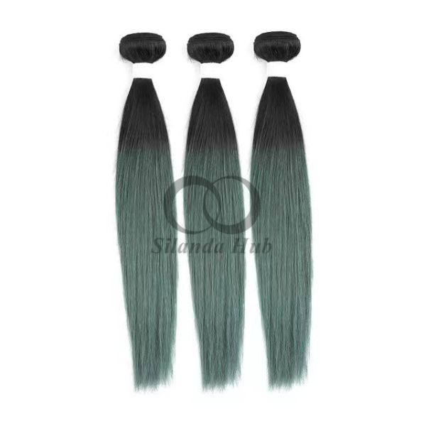 #T1B/Green Straight Remy Human Hair Bundles Sew In Weave Bundles Brazilian Bundle Deals