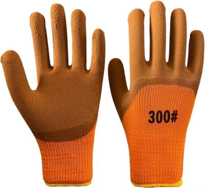 7 Gauge Latex Gloves Orange Terry Liner Latex Coated Gloves For Winter Work
