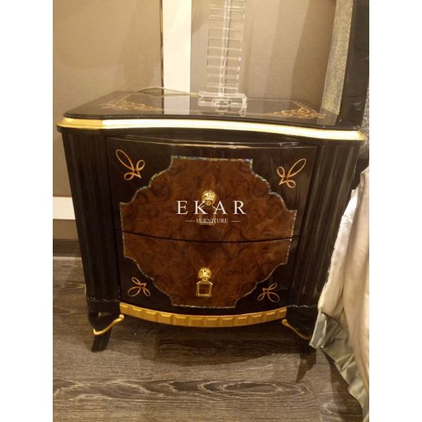 Carved Wood Bed Side Table Antique Nightstand