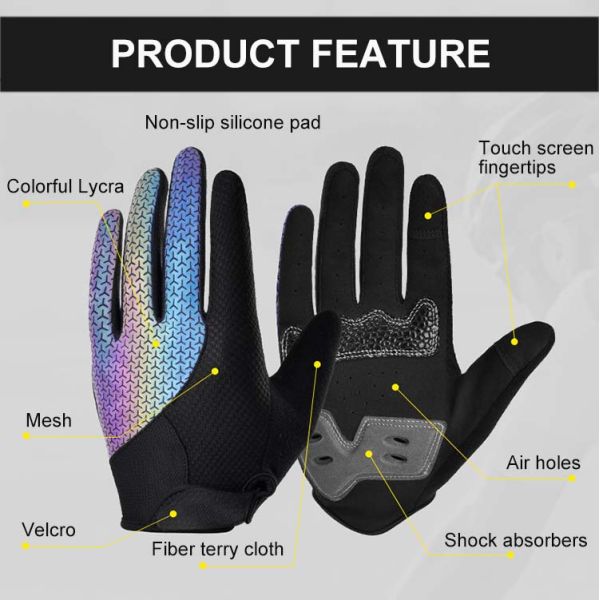 Customized Logo Full Finger Microfiber Touch Screen Sports Cycling Gloves for Biking