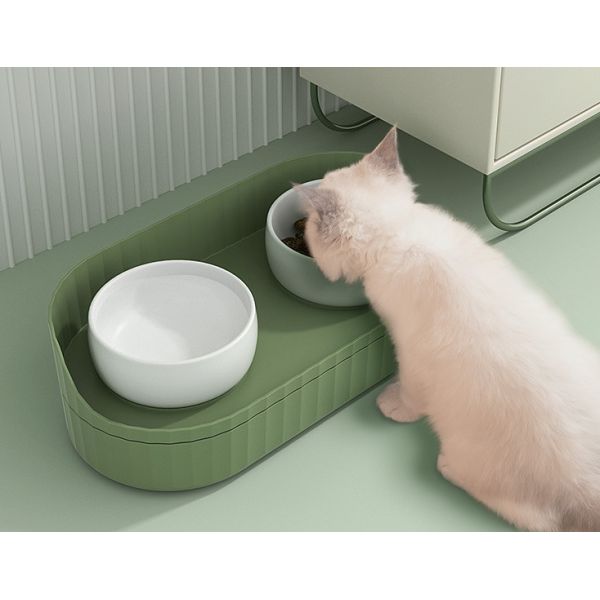 Raised Ceramic Cat Bowls With Stand Cute Elevated Dog Dish