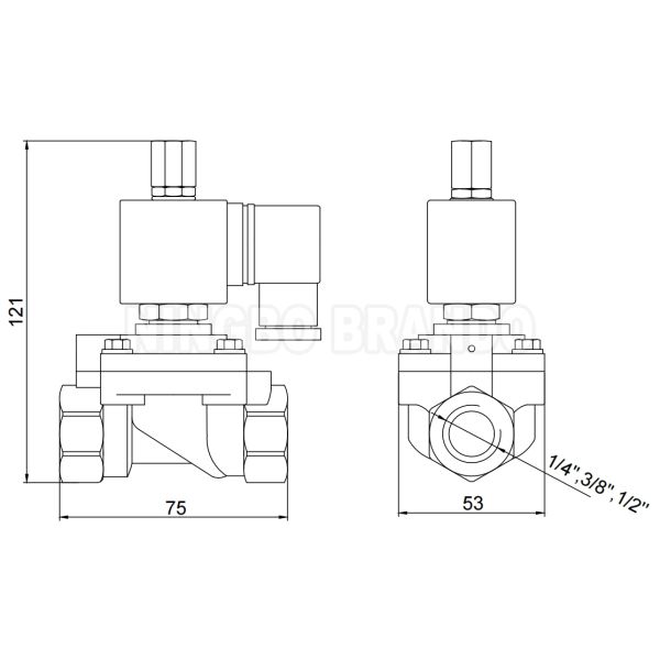 322H75 1/2'' 40 bar Parker Type Normally Open Solenoid Valve 24V 110V 220V