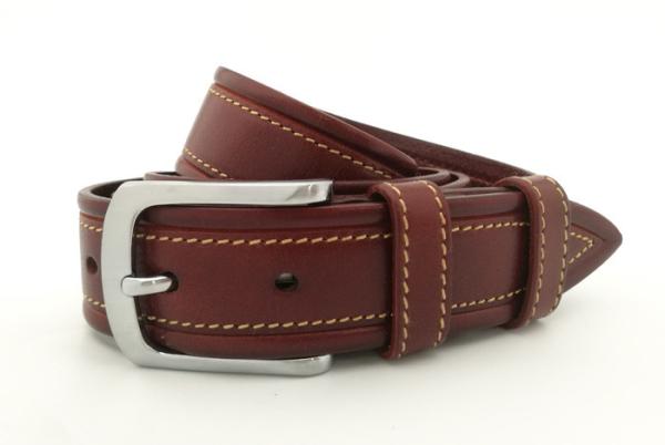 ODM 3.5cm Classic Buckle Mens Brown Leather Dress Belt