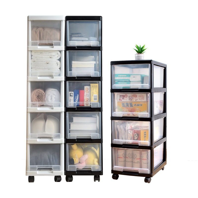 Wholesale Modern Minimalist Style Durable and Portable PP Shell with Metal Frame Tiered Plastic Storage Cabinet