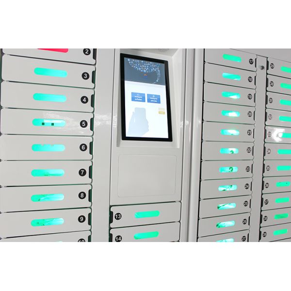 Коммерчески зарядная станция 240V телефона с рекламировать 40 дверей