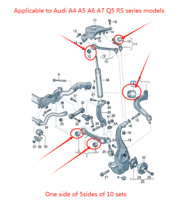 Car Suspension Rubber Bushings Control Arm Bushings For Audi A4 A5 A6 A7 Q5 A8 RS 8K 4G 4H Chassis ten pieces per set
